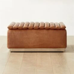 Salon Brown Leather Ottoman