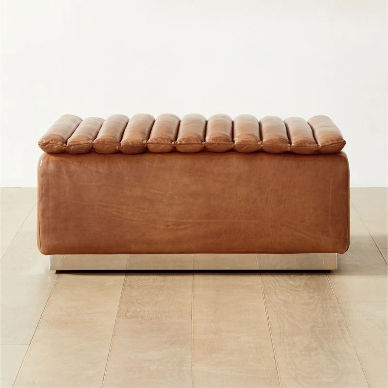 Salon Brown Leather Ottoman 3 Salon Brown Leather Ottoman