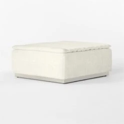 Salon Ivory Chenille Ottoman 11 Salon Ivory Chenille Ottoman -Cb2 SalonIvoryOttoman3QSSF22