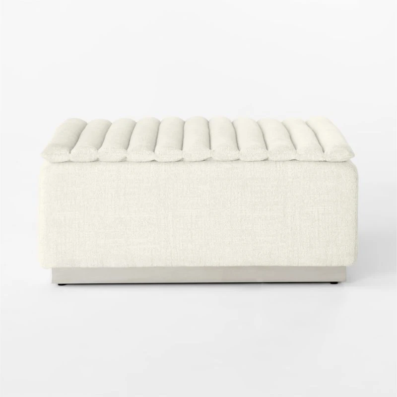 Salon Ivory Chenille Ottoman 7 Salon Ivory Chenille Ottoman - Image 5
