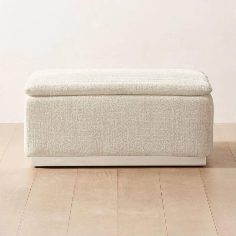Salon Ivory Chenille Ottoman 3 Salon Ivory Chenille Ottoman