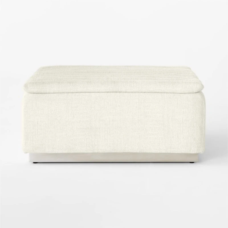 Salon Ivory Chenille Ottoman 5 Salon Ivory Chenille Ottoman - Image 3