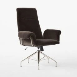 Saviti Black Velvet Office Chair -Cb2 SavitiBlkVlvtOfficeChair3QSSF23