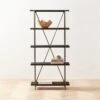 Scala Black Wood Bookshelf With Metal Frame -Cb2 ScalaBkWdOpenBookcaseAVSHS22