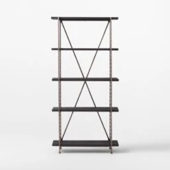 Scala Black Wood Bookshelf With Metal Frame -Cb2 ScalaBkWdOpenBookcaseSOSSS22