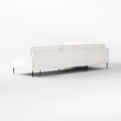 Scalino 3-Piece L-Shaped White Performance Velvet Sectional Sofa With Left Arm Chair -Cb2 Scalino3PWtStLAChrRALvst3QBSSF22