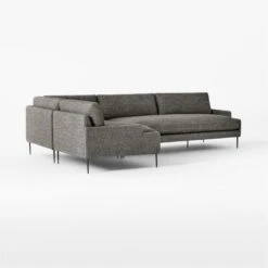 Scalino 3-piece L-Shaped Grey Sectional Sofa With Left Arm Chair -Cb2 ScalinoGryLAChair3PcSect3QSSF22