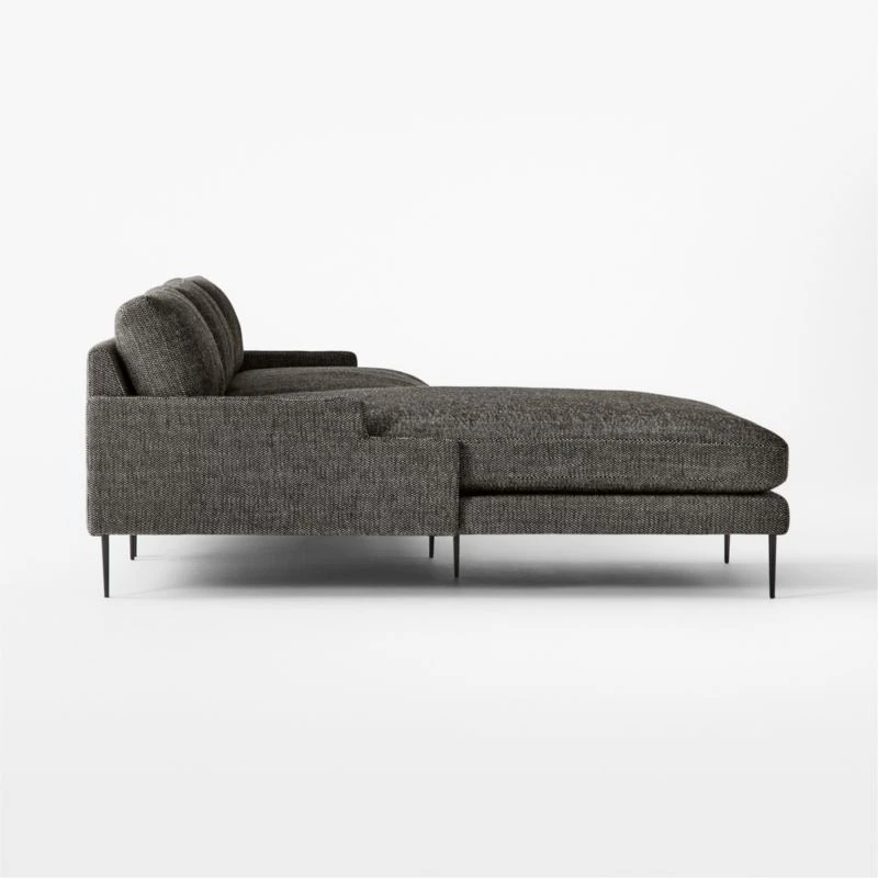 Scalino 2-Piece L-Shaped Grey Sectional Sofa With Left Arm Chaise 6 Scalino 2-Piece L-Shaped Grey Sectional Sofa With Left Arm Chaise - Image 4