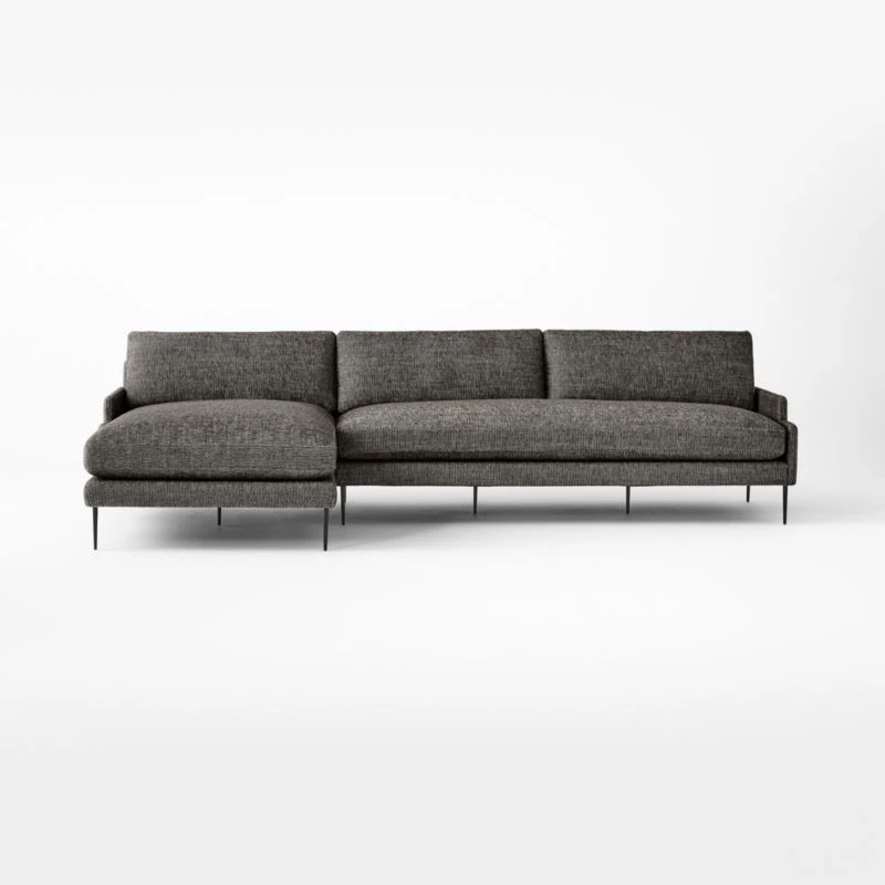 Scalino 2-Piece L-Shaped Grey Sectional Sofa With Left Arm Chaise 4 Scalino 2-Piece L-Shaped Grey Sectional Sofa With Left Arm Chaise - Image 2