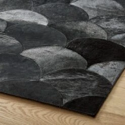 Scallop Black Hide Area Rug 8'x10' -Cb2 ScallopHideRug5X8ROF17