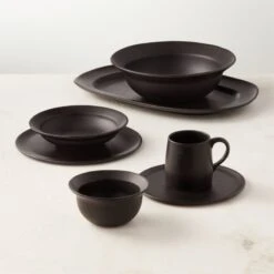 Sculpt Terracotta Large Black Platter 9 Sculpt Terracotta Large Black Platter -Cb2 SculptBlkTrrcttGroupFHF22