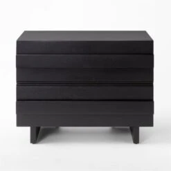 Seacliff 2-Drawer Black Oak Wood Nightstand -Cb2 SeacliffNightstandSOSSS22