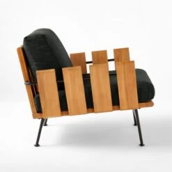 Seahaven Teak Outdoor Lounge Chair With Coal Perennials® Cushions -Cb2 SeahavenCoalLoungeChairSDSSS22