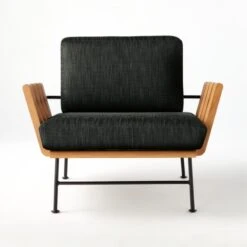 Seahaven Teak Outdoor Lounge Chair With Coal Perennials® Cushions -Cb2 SeahavenCoalLoungeChairSOSSS22