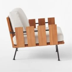 Seahaven Teak Outdoor Lounge Chair With Sand Perennials® Cushions -Cb2 SeahavenSandLoungeChairSDSSS22