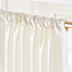 Seda Warm White Dupioni Silk Window Curtain Panel 48"x84" -Cb2 SedaSilkDpnIvoryPnl96inAV2SHF21