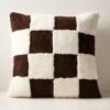 Shae Brown And White Sheepskin Fur Throw Pillow With Down-Alternative Insert 23'' -Cb2 ShaeShShpBnWtDAtPlw23x23SHF23
