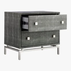 2-Drawer Grey Shagreen Nightstand -Cb2 ShagreenEmbossedNightstand3QAVF16