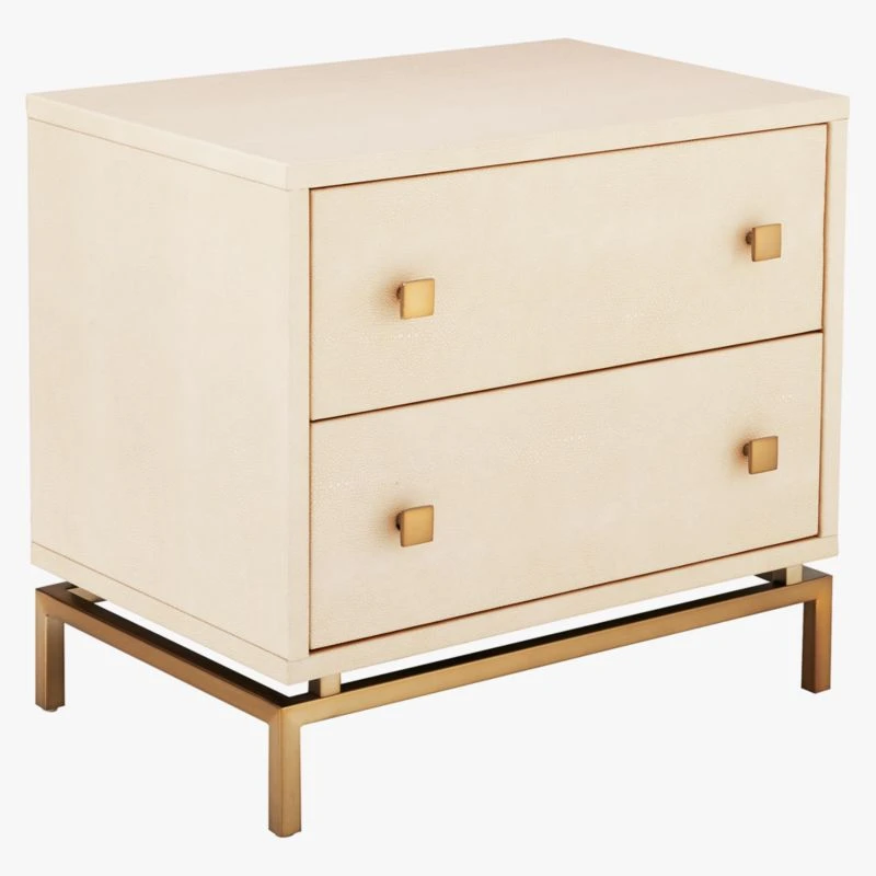2-Drawer Ivory Shagreen Nightstand 8 2-Drawer Ivory Shagreen Nightstand - Image 6
