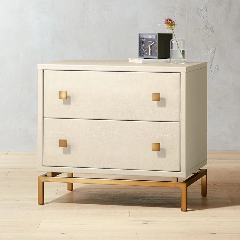 2-Drawer Ivory Shagreen Nightstand 3 2-Drawer Ivory Shagreen Nightstand
