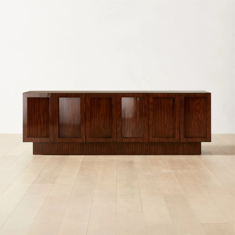 Shutter High-Gloss Walnut Wood Media Console 3 Shutter High-Gloss Walnut Wood Media Console