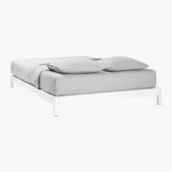 Simple White Metal California King Platform Bed -Cb2 SimpleWhiteMetalBaseQ3QBF19