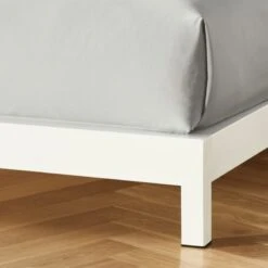 Simple White Metal California King Platform Bed -Cb2 SimpleWhiteMetalBaseROF19