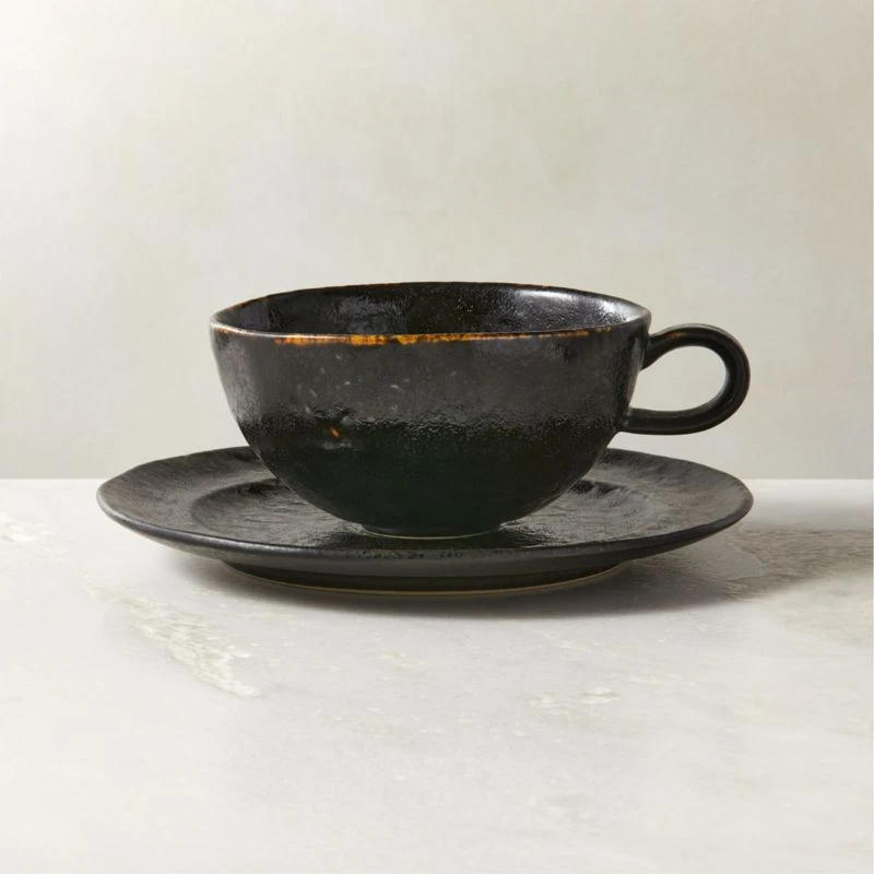 Socorro Black Cappuccino Mug And Saucer Set 3 Socorro Black Cappuccino Mug And Saucer Set