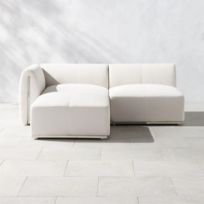 Sonya Outdoor 3-Piece Sectional With Neutral Sunbrella® Cushions 3 Sonya Outdoor 3-Piece Sectional With Neutral Sunbrella® Cushions