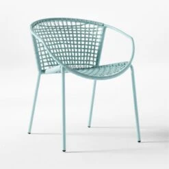 Sophia Blue Outdoor Dining Armchair -Cb2 SophiaBlueDiningArmchair3QSSS23