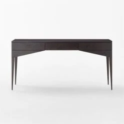 Spillo 2-Drawer Black Burl Wood Desk -Cb2 SpilloBurlWoodDeskSOSSF22