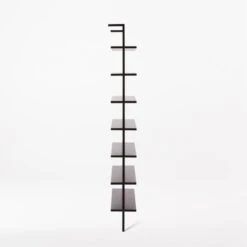 Stairway Wide Black Metal Wall Mount Bookshelf 96'' -Cb2 Stairway96inWdShelvesBlkSDSSF21