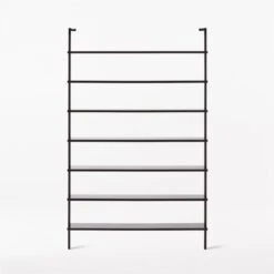 Stairway Wide Black Metal Wall Mount Bookshelf 96'' -Cb2 Stairway96inWdShelvesBlkSOSSF21