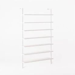 Stairway Wide White Metal Wall Mount Bookshelf 96'' -Cb2 Stairway96inWdShelvesWht3QSSF21