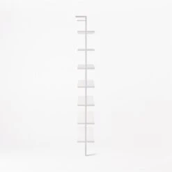 Stairway Wide White Metal Wall Mount Bookshelf 96'' -Cb2 Stairway96inWdShelvesWhtSDSSF21