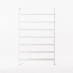 Stairway Wide White Metal Wall Mount Bookshelf 96'' -Cb2 Stairway96inWdShelvesWhtSOSSF21