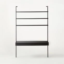 Stairway 2-Drawer Black Wall Mount Desk With Shelves 96'' -Cb2 Stairway96inWideDeskBlkSOSSF21