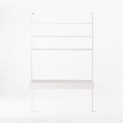 Stairway 2-Drawer White Wall Mount Desk With Shelves 96'' -Cb2 Stairway96inWideDeskWhtSOSSF21