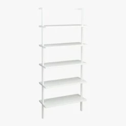 Stairway White Metal Wall Mount Bookshelf 72.5'' -Cb2 StairwayBookcaseWhiteShortAV1F15