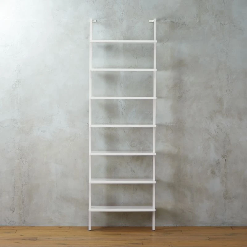 Stairway White Wall-Mounted Bookcase - 96" Height 3 Stairway White Wall-Mounted Bookcase - 96" Height