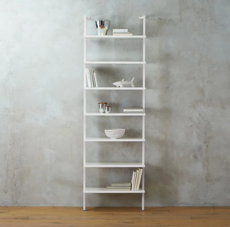 Stairway White Wall-Mounted Bookcase - 96" Height 4 Stairway White Wall-Mounted Bookcase - 96" Height - Image 2