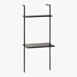 Stairway Black Wall Mount Desk With Shelf 72.5'' -Cb2 StairwayDeskBlackShort3QFS18