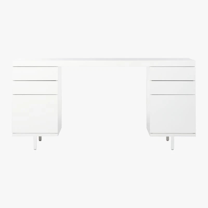 Stairway 6-Drawer White Wood Desk 4 Stairway 6-Drawer White Wood Desk - Image 2