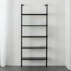 Stairway Black Wall-Mounted Bookcase - 72.5" Height -Cb2 StairwayShortBookshelfBlkROS18