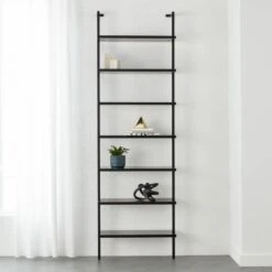 Stairway Black Metal Wall Mount Bookshelf 96'' -Cb2 StairwayTallBookshelfBlkSHS18 1x1