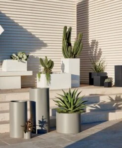 Blox Square Charcoal Galvanized Steel Indoor/Outdoor Planter Small 14 Blox Square Charcoal Galvanized Steel Indoor/Outdoor Planter Small -Cb2 StaxGreyPlantersM19