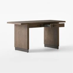 Stilt 2-Drawer Fumed Oak Wood Desk 12 Stilt 2-Drawer Fumed Oak Wood Desk -Cb2 StiltFumedOakDesk3QAVSSF22