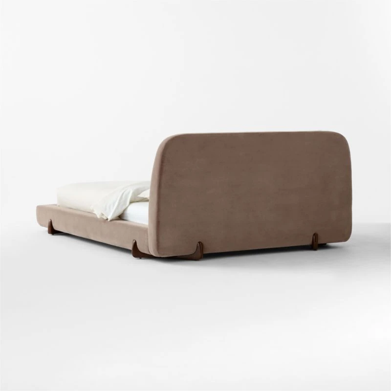 Stivale Light Brown Velvet Queen Bed 7 Stivale Light Brown Velvet Queen Bed - Image 5