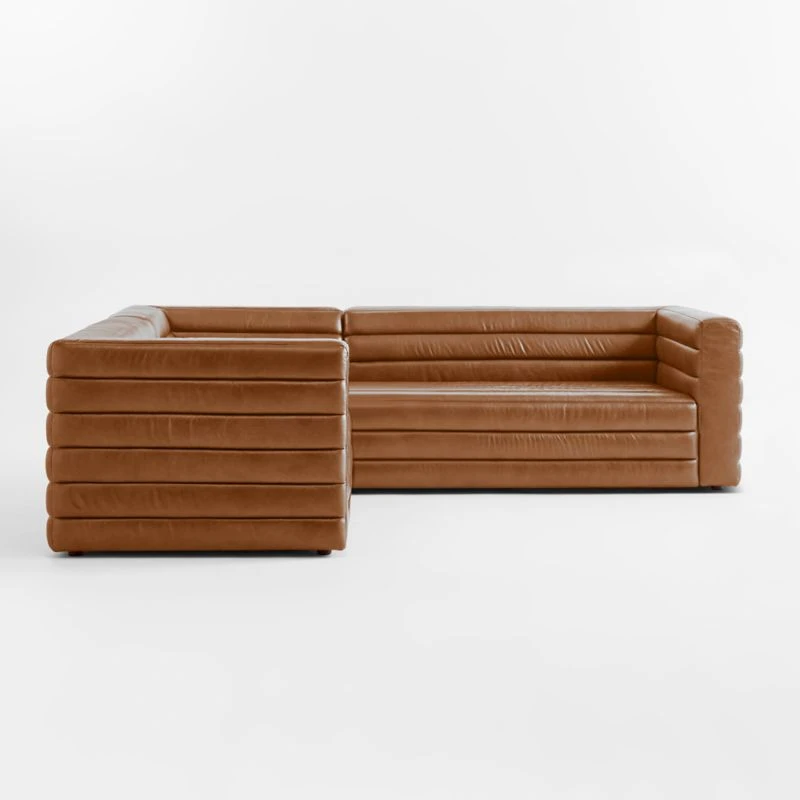 Strato 3-Piece L-Shaped Brown Leather Sectional Sofa 6 Strato 3-Piece L-Shaped Brown Leather Sectional Sofa - Image 4