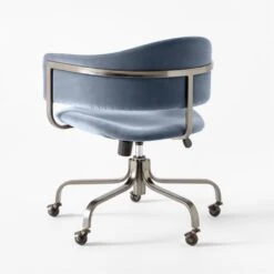 Stretta Blue Velvet Office Chair -Cb2 StrettaBlueMtlOffcChair3QBSSS22
